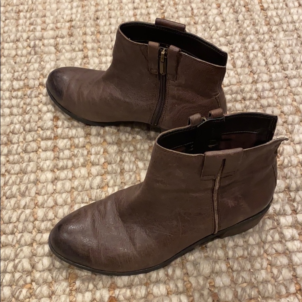 NEW Sam Edelman distressed zip pull on moto bootie boot 7.5 brown leather grunge